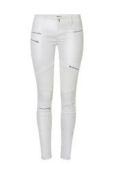 Pantalones de cuero de calle de color liso con cremallera